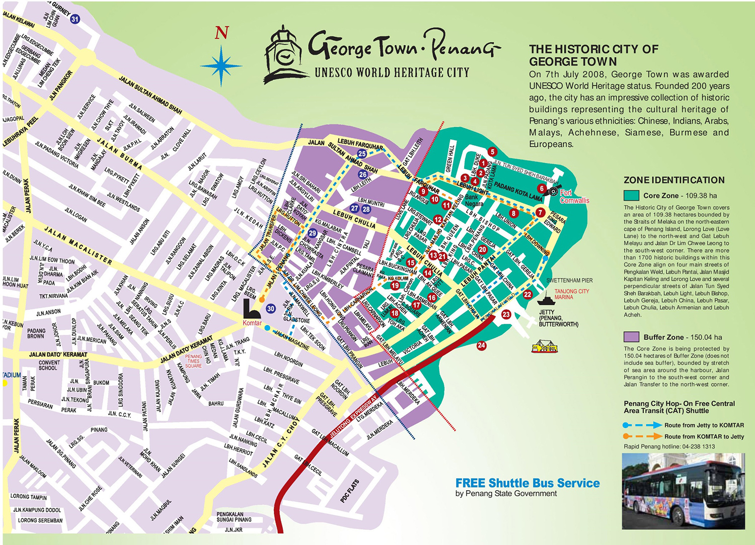 Mappa Cartina Turistica George Town - Isola di Penang - Malesia