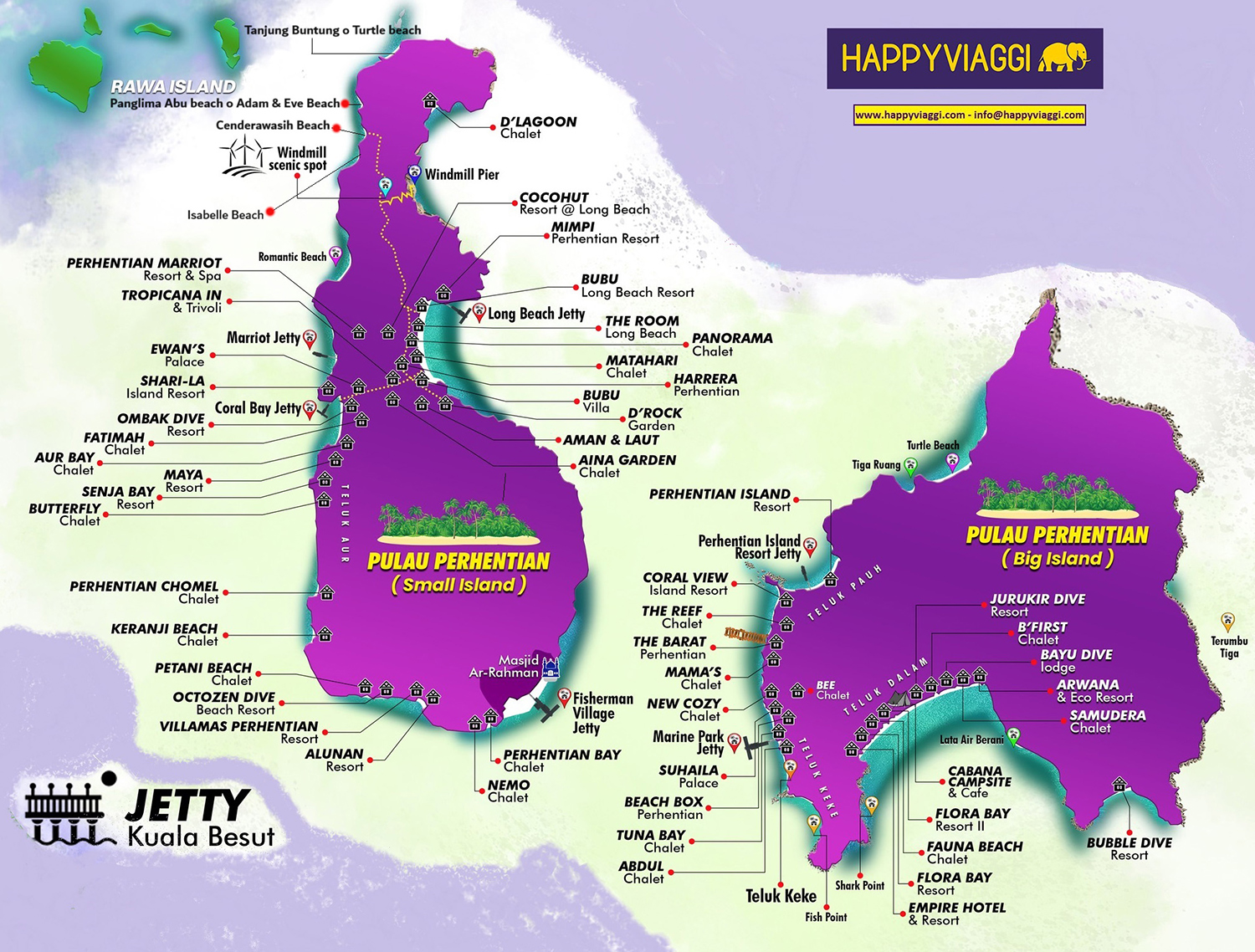 Mappa Cartina Geografica Isole Perhentian - Malesia