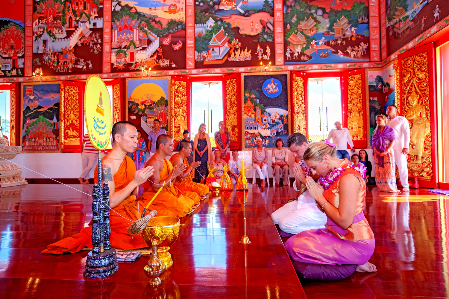 Matrimonio con cerimonia buddhista, Bangkok, Tailandia