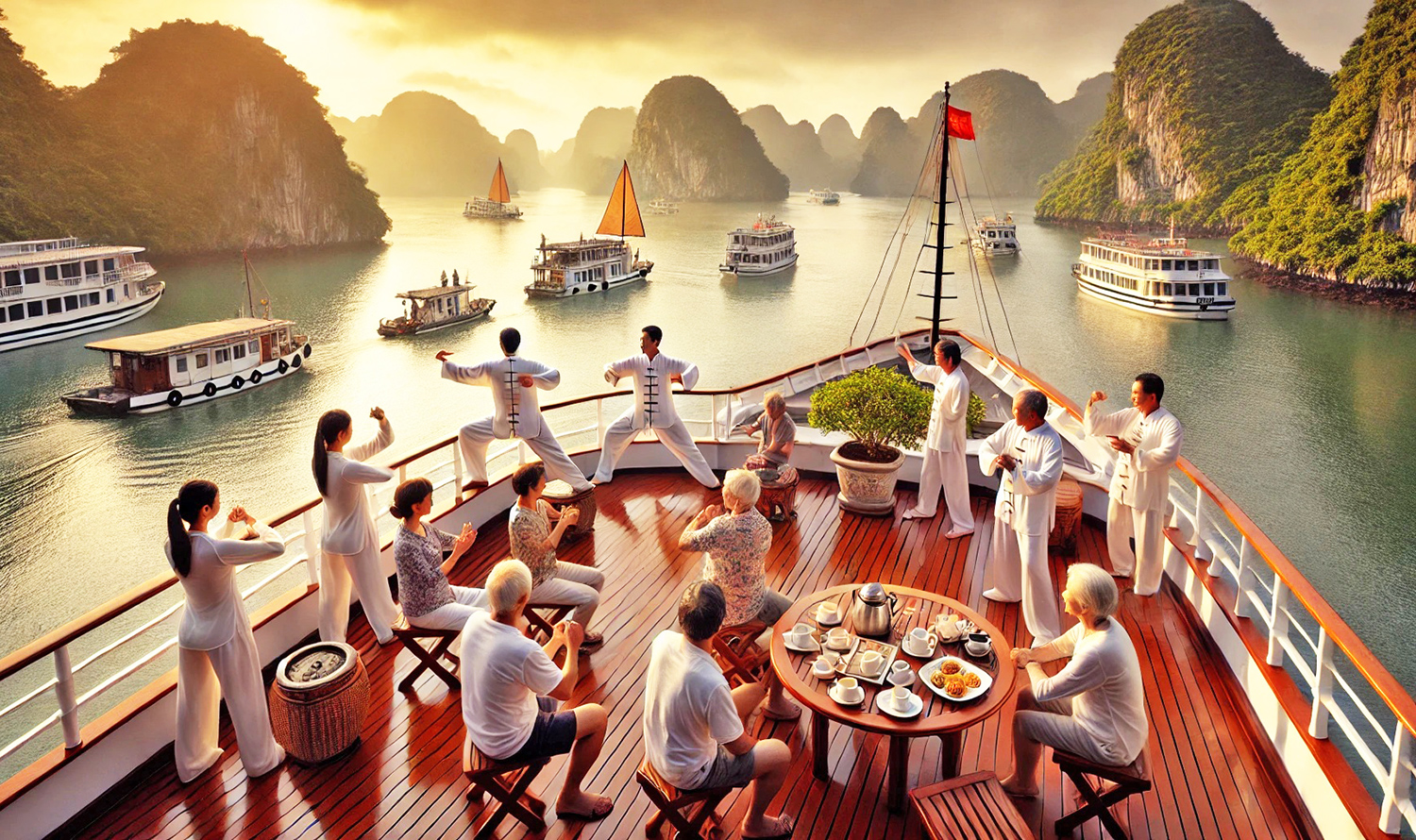 Crociera nella baia di Ha Long - Tai Chi all'alba